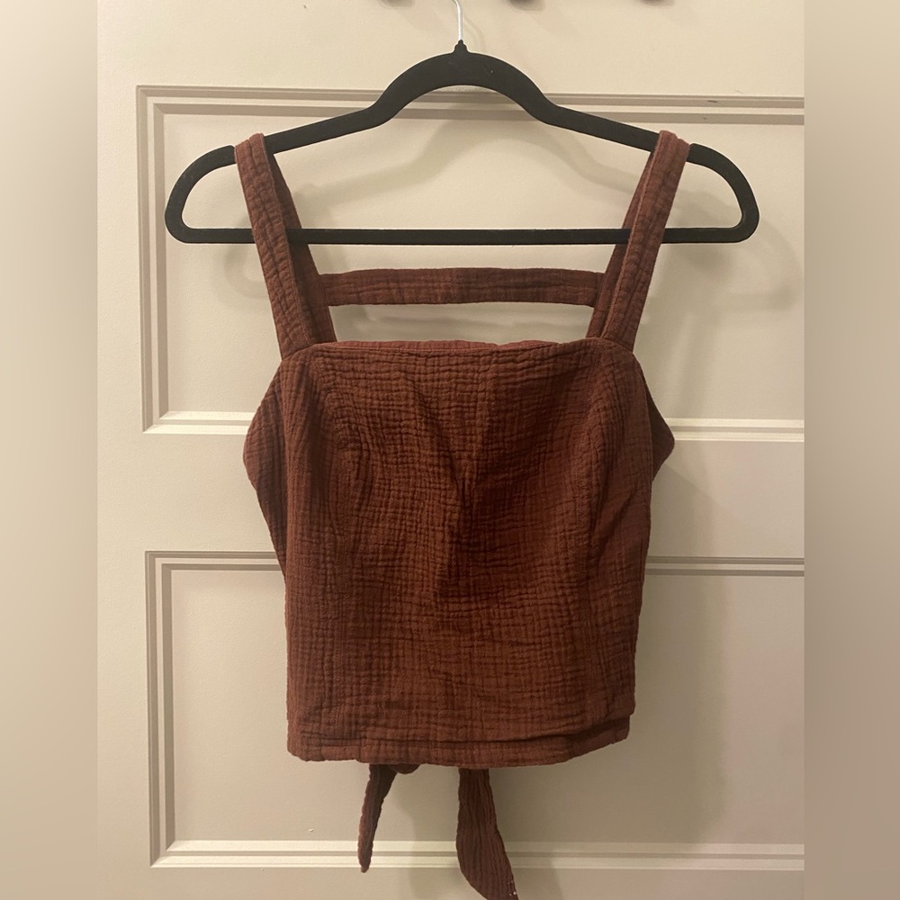 Anthropologie Reddish/Brown Cropped Tie Back Tank~Size Medium